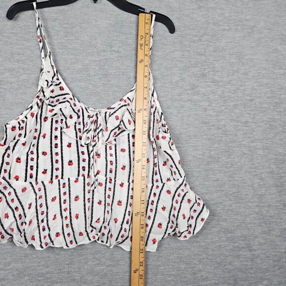 Free People Ivory Combo Love To Floral Printed Crop Tank Top Peplum hem Sz S NEW - Picture 5 of 7